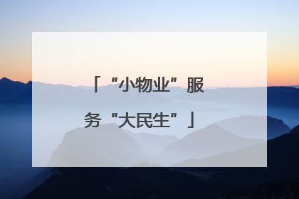 “小物业”服务“大民生”