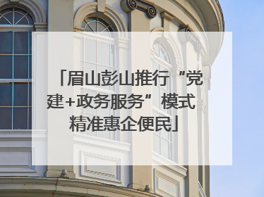 眉山彭山推行“党建+政务服务”模式 精准惠企便民
