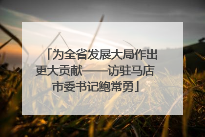 为全省发展大局作出更大贡献——访驻马店市委书记鲍常勇