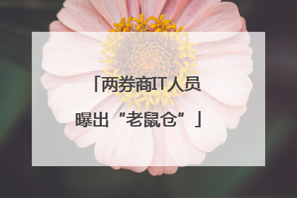 两券商IT人员曝出“老鼠仓”