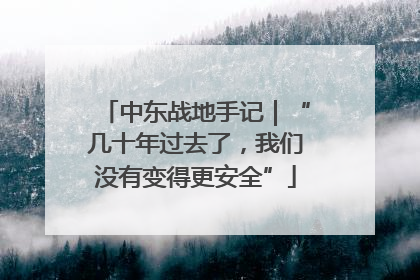 中东战地手记｜“几十年过去了，我们没有变得更安全”