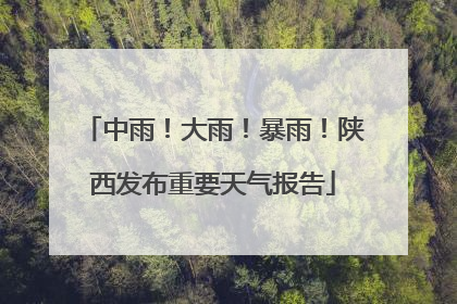 中雨！大雨！暴雨！陕西发布重要天气报告