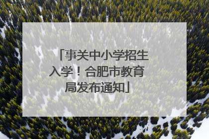 事关中小学招生入学！合肥市教育局发布通知