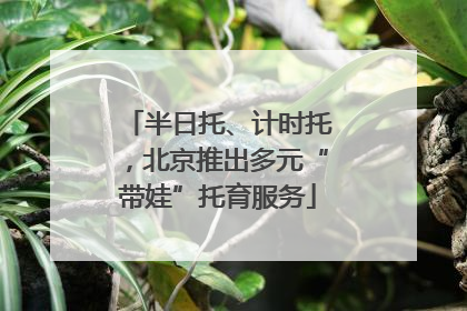 半日托、计时托，北京推出多元“带娃”托育服务