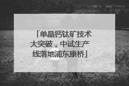 单晶钙钛矿技术大突破，中试生产线落地浦东康桥