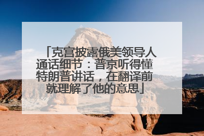 克宫披露俄美领导人通话细节：普京听得懂特朗普讲话，在翻译前就理解了他的意思