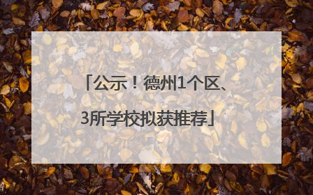 公示！德州1个区、3所学校拟获推荐