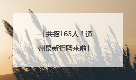 共招165人！通州最新招聘来啦
