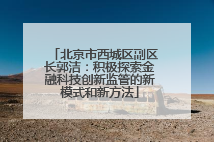 北京市西城区副区长郭洁：积极探索金融科技创新监管的新模式和新方法