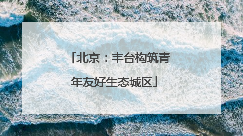 北京：丰台构筑青年友好生态城区