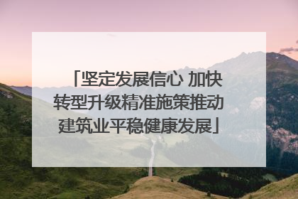 坚定发展信心 加快转型升级精准施策推动建筑业平稳健康发展