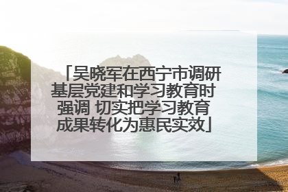 吴晓军在西宁市调研基层党建和学习教育时强调 切实把学习教育成果转化为惠民实效