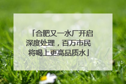 合肥又一水厂开启深度处理，百万市民将喝上更高品质水