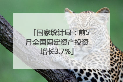 国家统计局：前5月全国固定资产投资增长3.7%