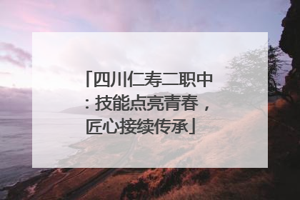 四川仁寿二职中：技能点亮青春，匠心接续传承