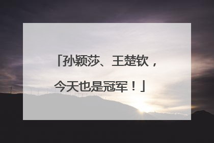 孙颖莎、王楚钦，今天也是冠军！