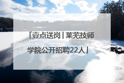 壹点送岗│莱芜技师学院公开招聘22人
