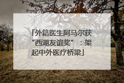 外籍医生阿马尔获“西湖友谊奖”：架起中外医疗桥梁