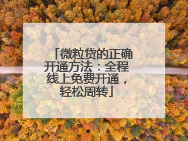微粒贷的正确开通方法：全程线上免费开通，轻松周转