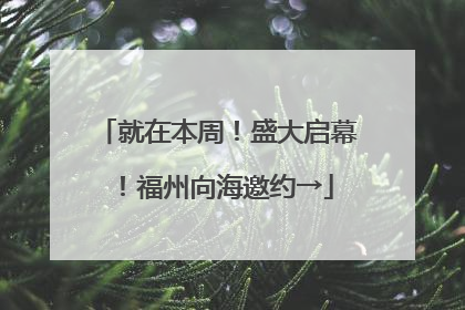 就在本周！盛大启幕！福州向海邀约→
