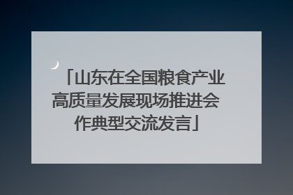 山东在全国粮食产业高质量发展现场推进会作典型交流发言