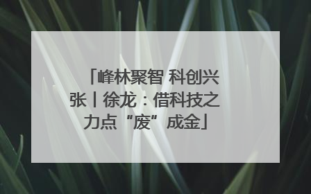 峰林聚智 科创兴张丨徐龙：借科技之力点“废”成金