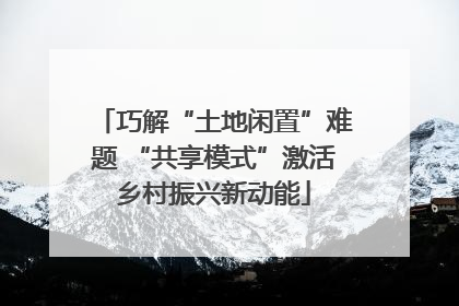 巧解“土地闲置”难题 “共享模式”激活乡村振兴新动能