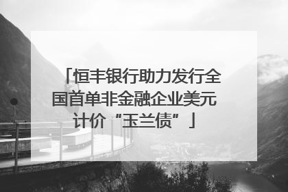 恒丰银行助力发行全国首单非金融企业美元计价“玉兰债”