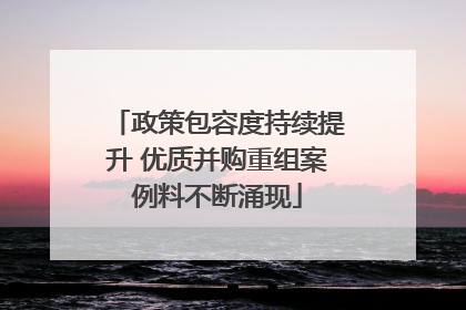 政策包容度持续提升 优质并购重组案例料不断涌现