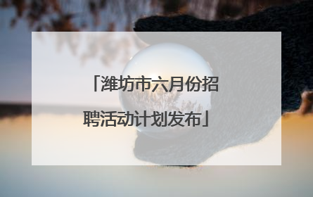 潍坊市六月份招聘活动计划发布