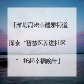 潍坊高密市醴泉街道探索“智慧医养进社区” 托起幸福晚年