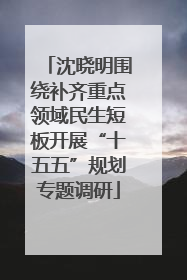 沈晓明围绕补齐重点领域民生短板开展“十五五”规划专题调研