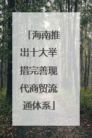 海南推出十大举措完善现代商贸流通体系