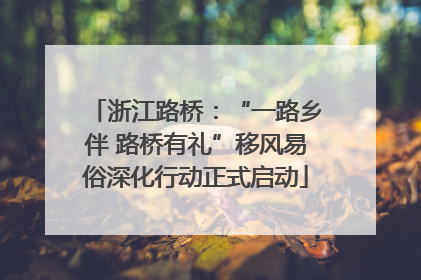浙江路桥：“一路乡伴 路桥有礼”移风易俗深化行动正式启动