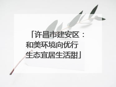 许昌市建安区：和美环境向优行 生态宜居生活甜