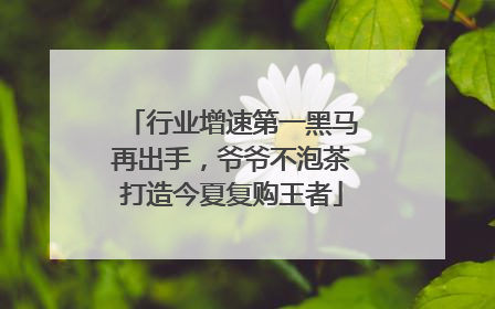 行业增速第一黑马再出手，爷爷不泡茶打造今夏复购王者