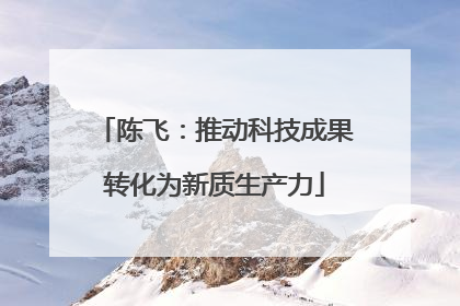 陈飞：推动科技成果转化为新质生产力