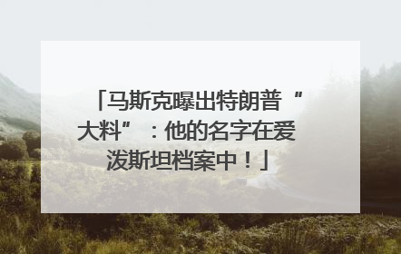 马斯克曝出特朗普“大料”：他的名字在爱泼斯坦档案中！
