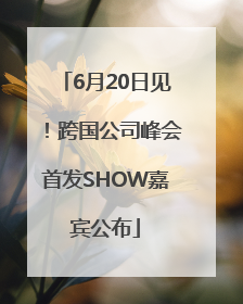 6月20日见！跨国公司峰会首发SHOW嘉宾公布